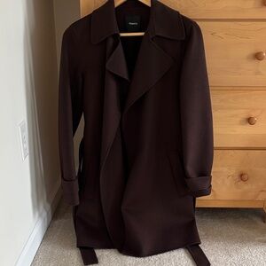 Theory Brown Wool Cashmere Coat